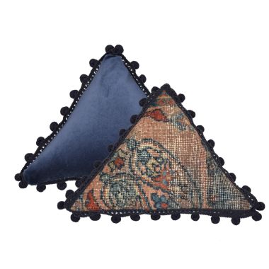 Almofada Triangulo Persa Azul com Grelot I